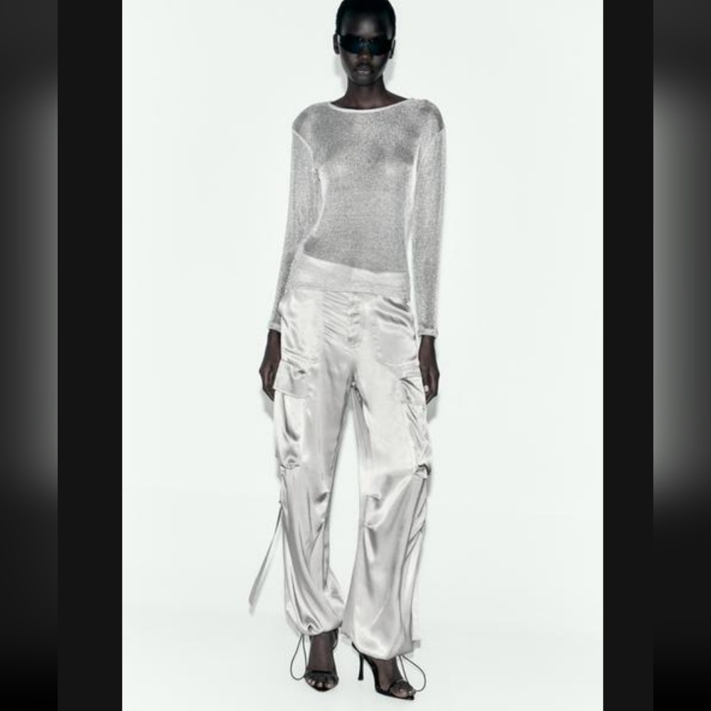 BNWT! Zara Silver Mesh Top